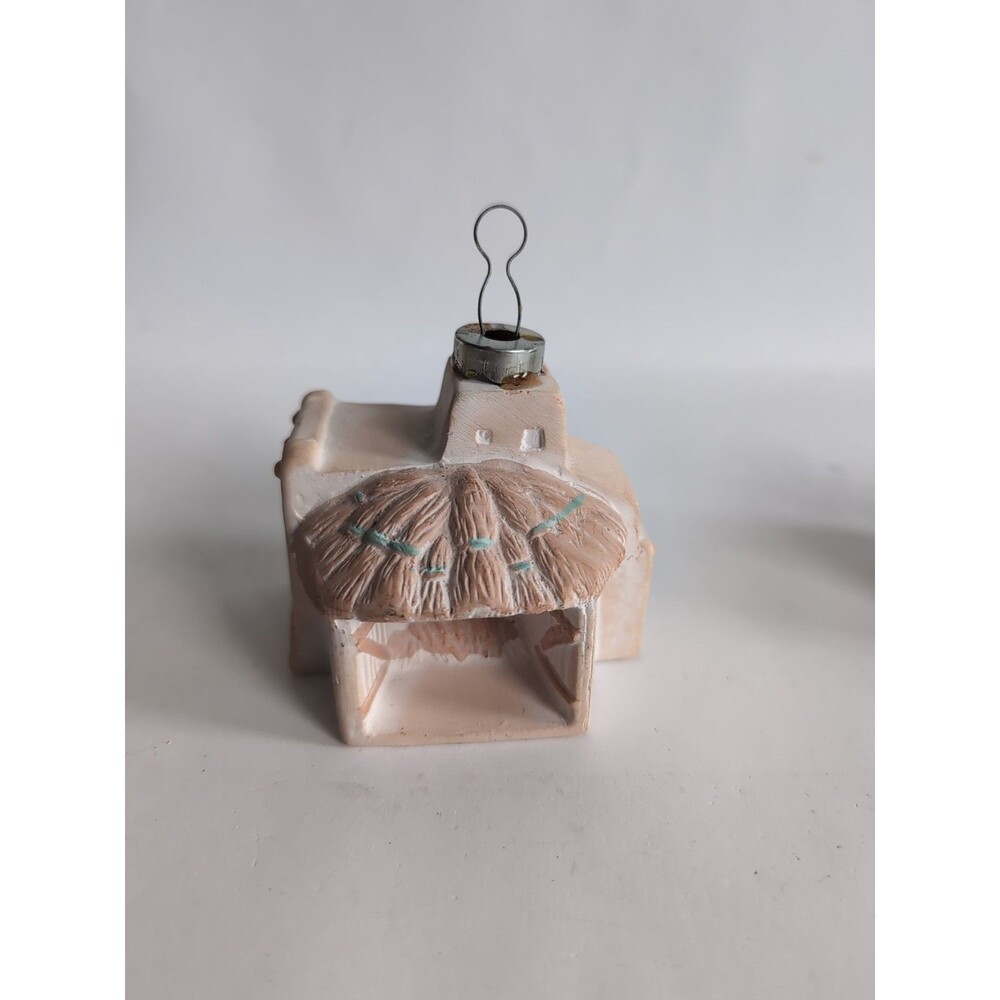 Vintage Clay Adobe Hut Figural Christmas Ornament Pottery Ceramic